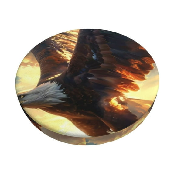 Honeii Golden Sky Bald Eagle Bar Stool Covers – Perfect Fit for 12" to 14" Round Stools, Crease-Resistant, Stretchy, Washable & Dustproof Seat Slipcovers-14 inch