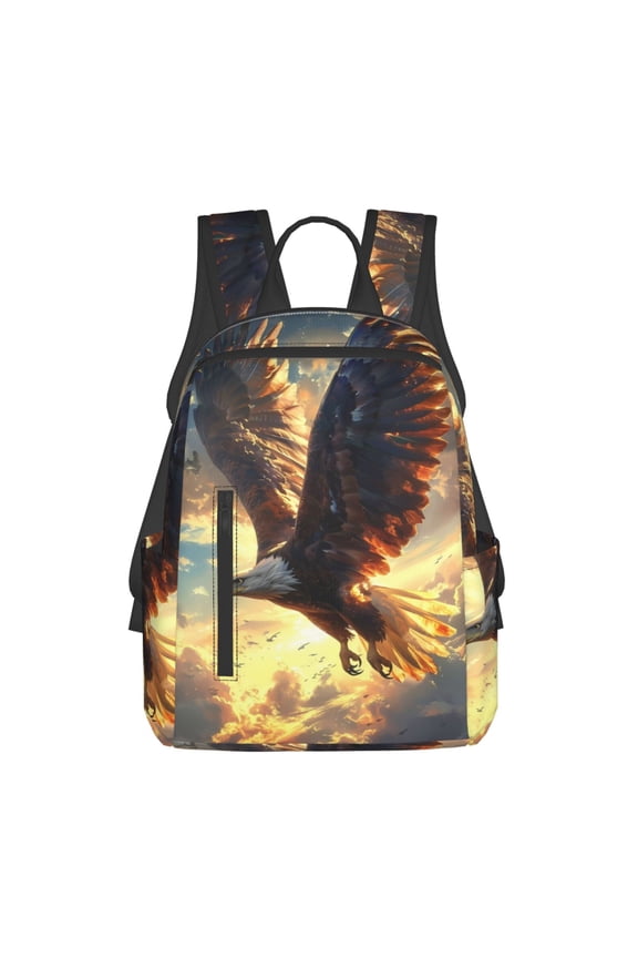 Golden Sky Bald Eagle Print Lightweight Backpacks,Carry on Backpack,Durable Backpack for School, Work & Travel