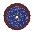 Honeii Golden Snowflakes Royal Blue Pattern Christmas Tree Skirt