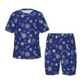 Honeii Golden Snowflakes Royal Blue Print ShortSleeved Summer Pajama