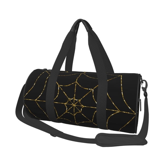 Honeii Golden Spider Web Print Duffle Bag and Adjustable Strap,Foldable Travel Duffel Bags for Men Women,Waterproof Duffel Bags