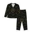 thumbnail image 1 of Honeii Golden Spider Web print Women's Pajama Sets Long Sleeve Button Down Sleepwear Nightwear Soft Pjs Lounge Sets-Medium, 1 of 7