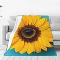 thumbnail image 1 of Honeii Golden Sunflower in Blue Print Fleece Blanket - Throw Blanket for Bed, Sofa, Couch, Camping, and Travel , Microplush Ultra Soft Warm Blanket-40"x30", 1 of 7