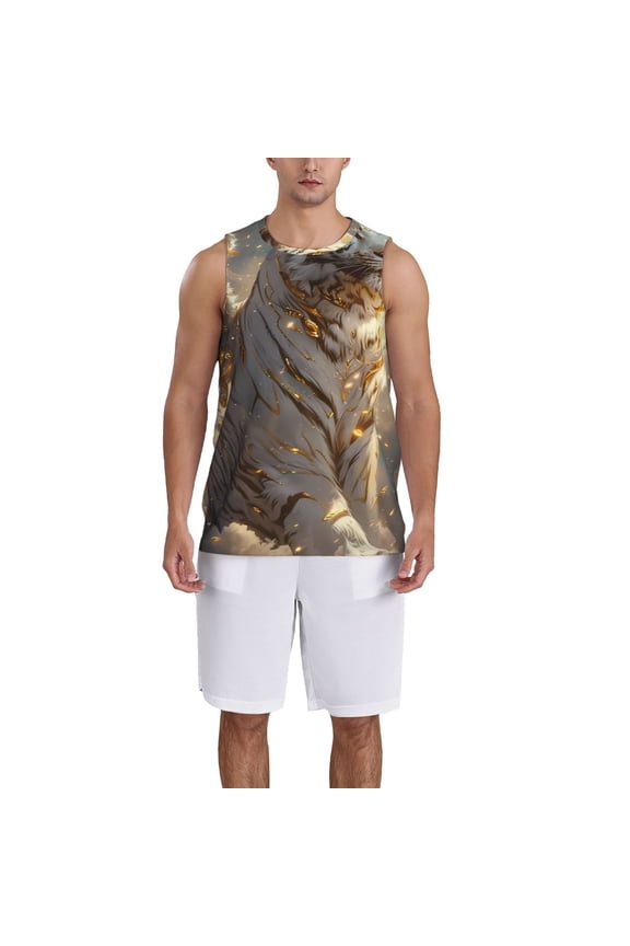 Golden White Tiger print basktball shirt for men and women, Unisex basketball jersey for Theme party-Medium