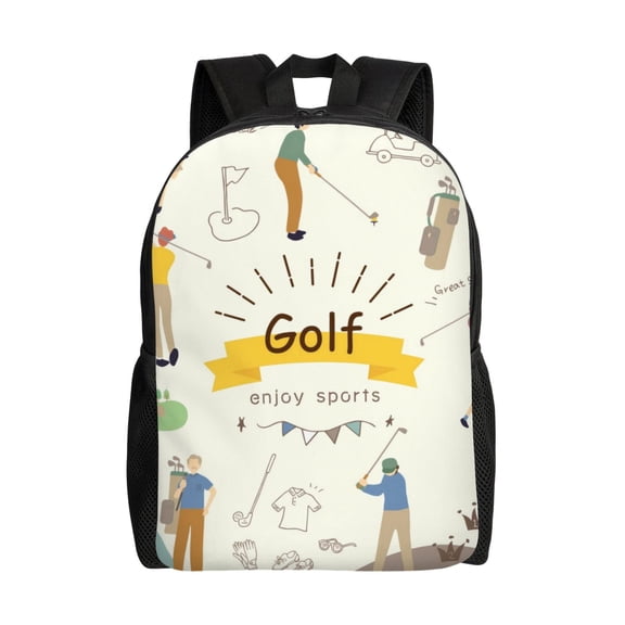 Honeii Golf Icons And Golfer Print Laptop Backpack for Work, College, Travel, Daily Backpacks for Men Women, Sport Rucksack,Computer Bag