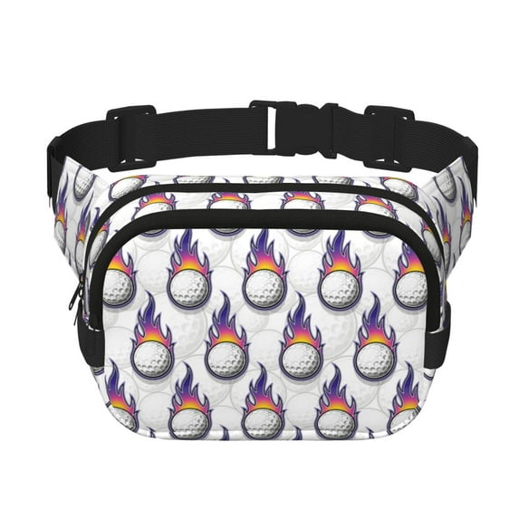 Honeii Golf balls Print Square Double Layer Waist Bag,Waist Belt Bag Fashion Fanny Women and Men,For Travel Running Hiking Walking