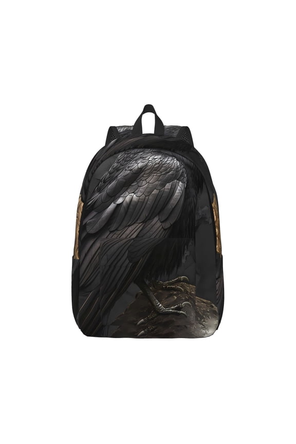 Gothic Raven Portrait Print Canvas College Laptop Backpack, Durable Rucksack Travel Notebook Bag School Backpack Book Bag for Men Women-Medium