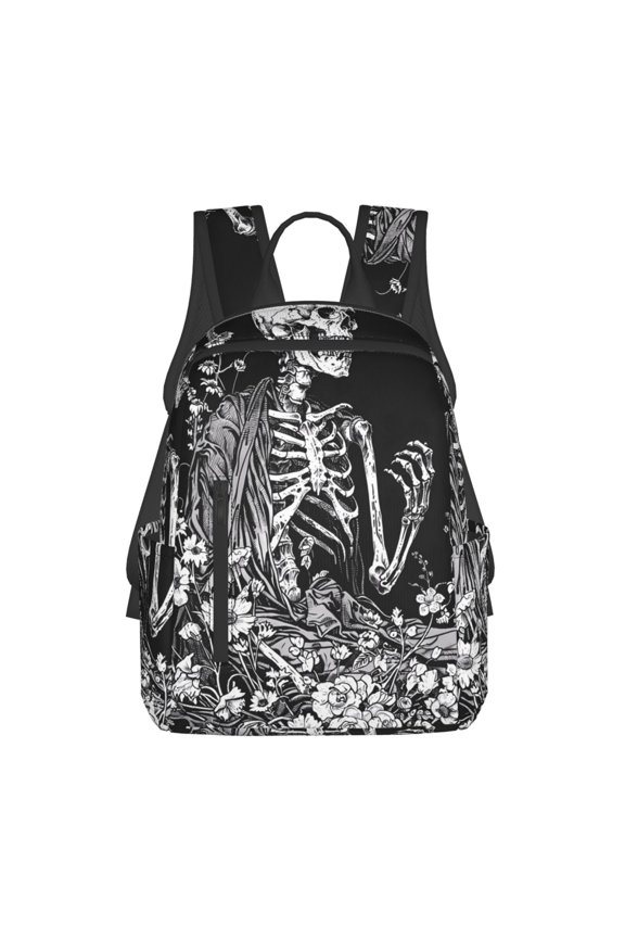 Gothic Skull Floral Art Print Lightweight Backpacks,Carry on Backpack,Durable Backpack for School, Work & Travel