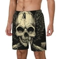 thumbnail image 1 of Honeii Gothic Winged Skull Print Men's Swim Shorts,Mens Swim Trunks,Breathable Mesh Beach Shorts for Swimming,Surfing, and Beach Activities-X-Large, 1 of 6