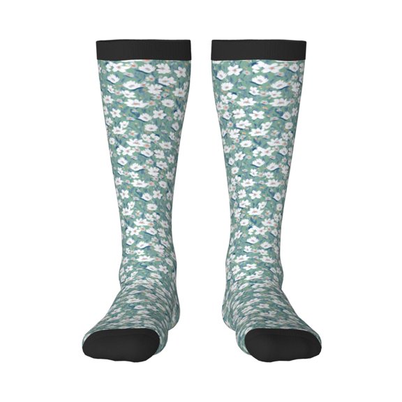 Honeii Gouache Flowers Print Long Socks,Novelty Design Socks Gift for Men and Women,Crew Socks,Calf Socks