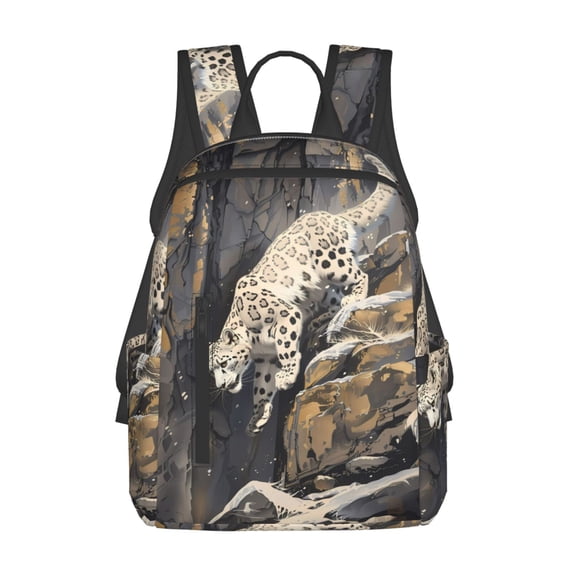 Honeii Graceful Snow Leopard Print Lightweight Backpacks,Carry on Backpack,Durable Backpack for School, Work & Travel
