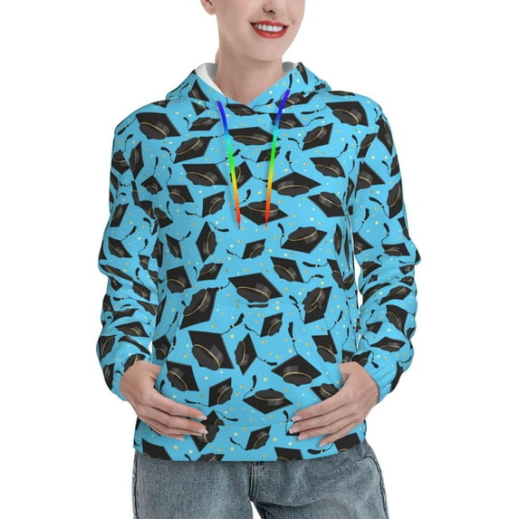 Honeii Graduation Hats2 Pattern Womens Oversized Hoodies Long Sleeve Sweatshirts Pullover Fall Outfits with Pocket-Large