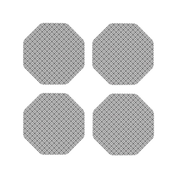 Honeii Gray Plaid print Leather Coaster Set of 4, ideal for safeguarding your furniture from drinks spills and effortless cleanup-Octagon