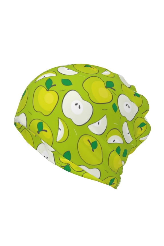 Green Apple Print Winter Beanie Daily Hat - Thermal Polar Fleece Ski Running Hat Skull Cap for Men and Women,Beanie