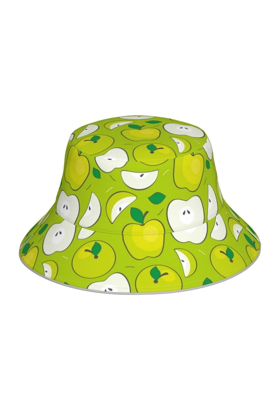 Green Apple for Unisex Bucket Hat Waterproof Rain Hat Reversible Shiny Rave Bucket Hat for Concert Festival Boonie Cap