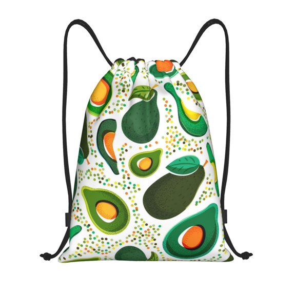Honeii Green Avocado Print Drawstring Backpack,Drawstring Bags String Backpack Gym Cinch Sack Backpack Sport Bag Draw-Small