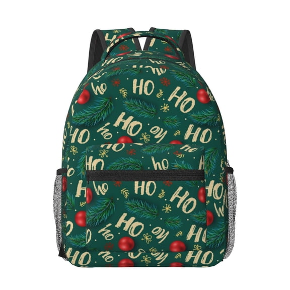 Honeii Green Background With Ho Print Backpack for School,15.6 inch Laptop Back Pack for High School and College Students, Waterproof Computer Bookbag-One Size