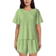 thumbnail image 1 of Honeii Green Gingham for Women's Summer Pajama Set featuring Soft Short Sleeve Shirt & Matching Bottoms with Convenient Pockets for Relaxed Home Wear-XX-Large, 1 of 6