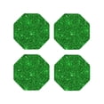 thumbnail image 1 of Honeii Green Glitter print Leather Coaster Set of 4, ideal for safeguarding your furniture from drinks spills and effortless cleanup-Octagon, 1 of 6