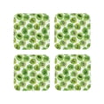 thumbnail image 1 of Honeii Green Kiwi print Leather Coaster Set of 4, ideal for safeguarding your furniture from drinks spills and effortless cleanup-Square, 1 of 6
