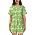 thumbnail image 1 of Honeii Green Lemon Slices for Women's Summer Pajama Set featuring Soft Short Sleeve Shirt & Matching Bottoms with Convenient Pockets for Relaxed Home Wear-4X-Large, 1 of 6