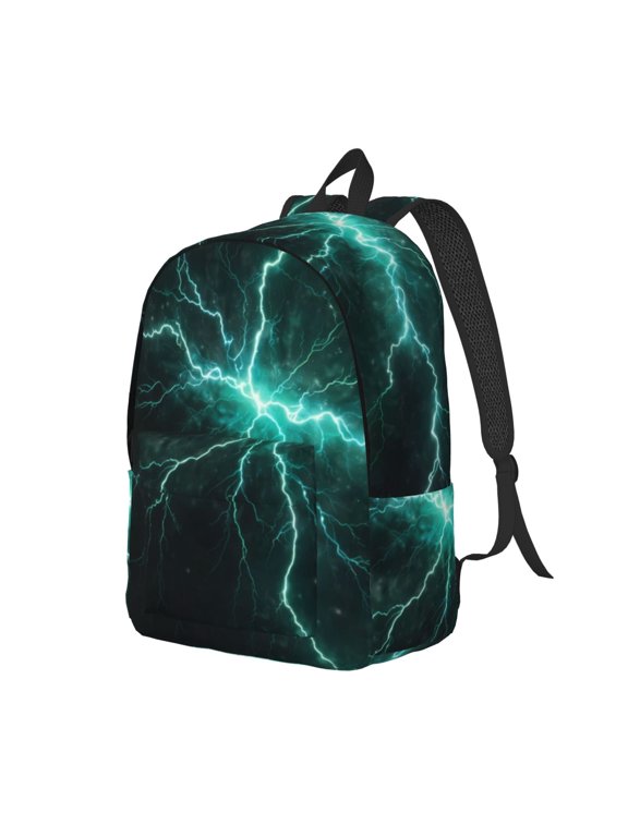 Green Lightning Flash Print Canvas Backpack for School & Outdoor,Laptop Excursion Backpack,Notebook School Bookbag For Men Women,for Work, Travel, and Everyday Use-Medium