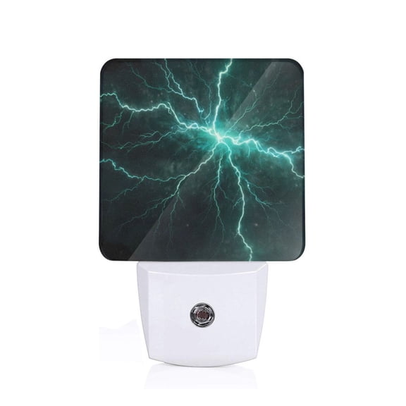 Honeii Green Lightning Flash Print LED Night Light with Light Sensor, Night Lights Plug Into Wall,Ideal for Bedrooms and Hallways-US