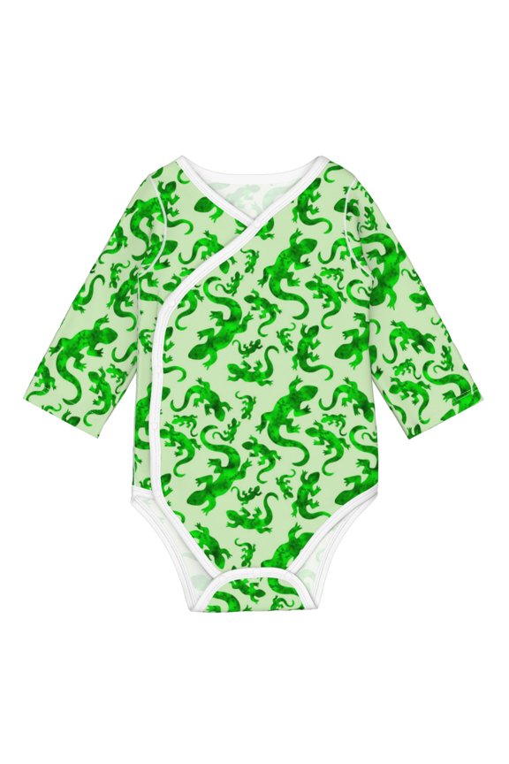 Green Lizard for Baby Long Sleeve Bodysuits One-piece 100% Organic Cotton for Infant Baby Boys and Grils, Unisex-2 Years