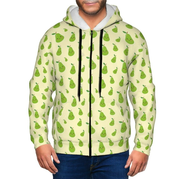 Honeii Green Pears1 Print Hoodies for Men, Pullover & Full Zip, Breathable Zip up Hoodie, Sweatshirt-3X-Large