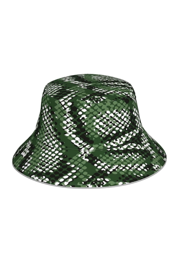Green Snakeskin for Unisex Bucket Hat Waterproof Rain Hat Reversible Shiny Rave Bucket Hat for Concert Festival Boonie Cap