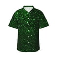 thumbnail image 1 of Honeii Green Sparkling Print Men’s Hawaiian Shirt,Classic Button-Down Short Sleeve Shirt, for Beach, Vacation, and Outdoor Activities,Medium, 1 of 7