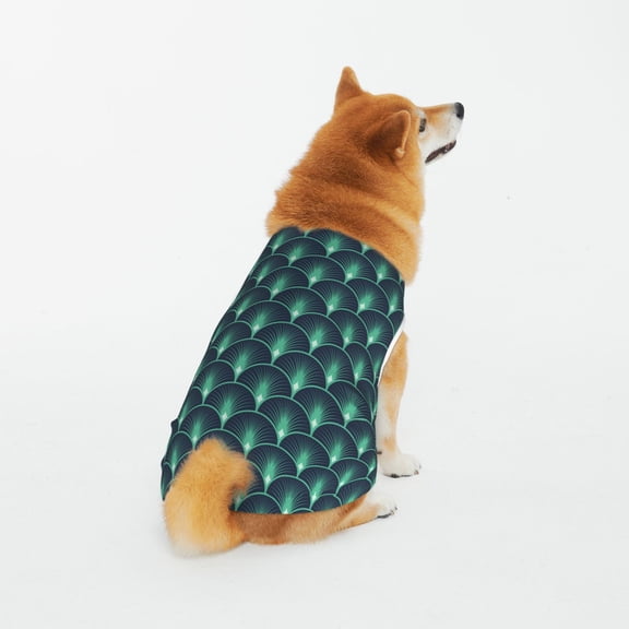 Honeii Green Vintage Peacock Pattern 100% Cotton Dog Clothes Dog Costumes Doggie Shirts Puppy Shirt Pet Vest Tank Top Cat Tee-