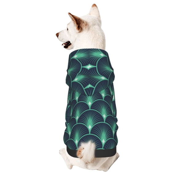 Honeii Green Vintage Peacock Print Small Dog Hoodies Pet Hooded Sweatshirts Fall Winter Puppy Cat Sweaters Warm Clothes for Small Dogs Outfits Costume-Small