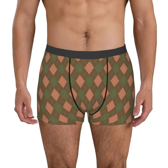 Honeii Green and Pink Squares Men's Underwear Boxer Briefs Pack, ComfortSoft Boxer Brief for Men, Moisture-Wicking Breathable-XX-Large