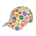 thumbnail image 1 of Honeii Groovy Daisy Flowers Print Hat, Women's Baseball Hat Unisex Fit, Baseball Cap,Adjustable One Size, 1 of 6