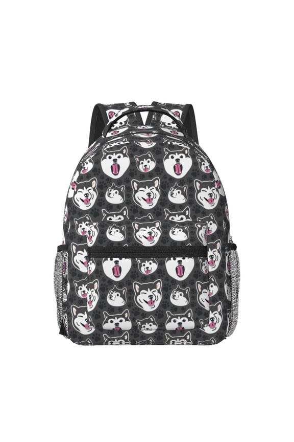 HUSKY Face Print Backpack for School,15.6 inch Laptop Back Pack for High School and College Students, Waterproof Computer Bookbag-One Size
