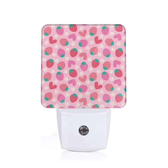 Honeii Haear Strawberry Print LED Night Light with Light Sensor, Night Lights Plug Into Wall,Ideal for Bedrooms and Hallways-US