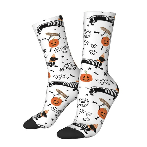Honeii Halloween Dachshund Print Adult Socks,Crew Socks,Casual Calf Socks,Daily Wear Socks for Men & Women, Perfect for Sports, Casual and Everyday Use