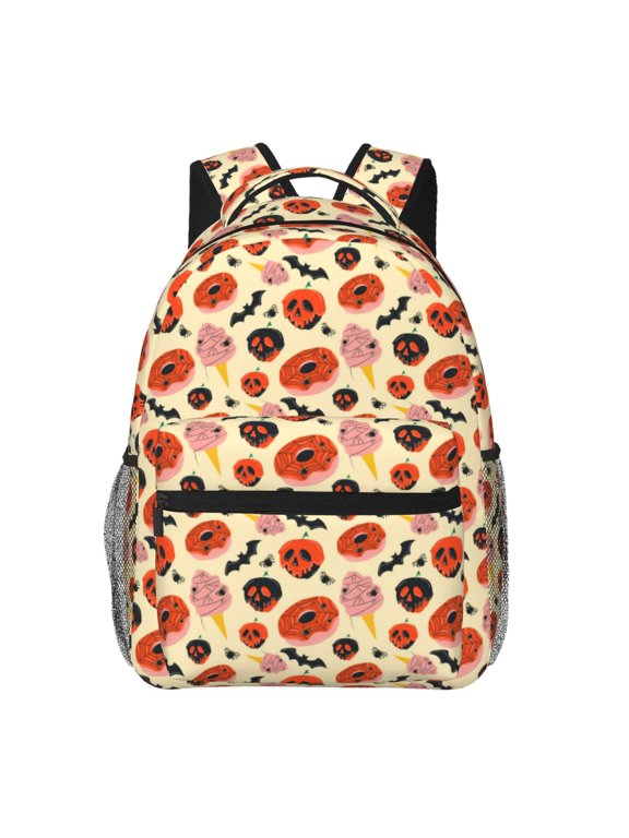 Halloween Donut Print Backpack for Both Men and Women, Basic Bookbag for College, Work, or Travel,Rucksack Computer Bag-One Size