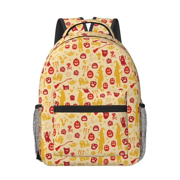 Honeii Halloween Elements Print Backpack for School,15.6 inch Laptop Back Pack for High School and College Students, Waterproof Computer Bookbag-One Size