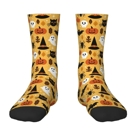 Honeii Halloween Ghost Pumpkin Print Children's Colorful Socks,Unisex Kids and Toddlers' Cushioned Sock,Kids Athletic Crew Socks,for Everyday Wear and Sports