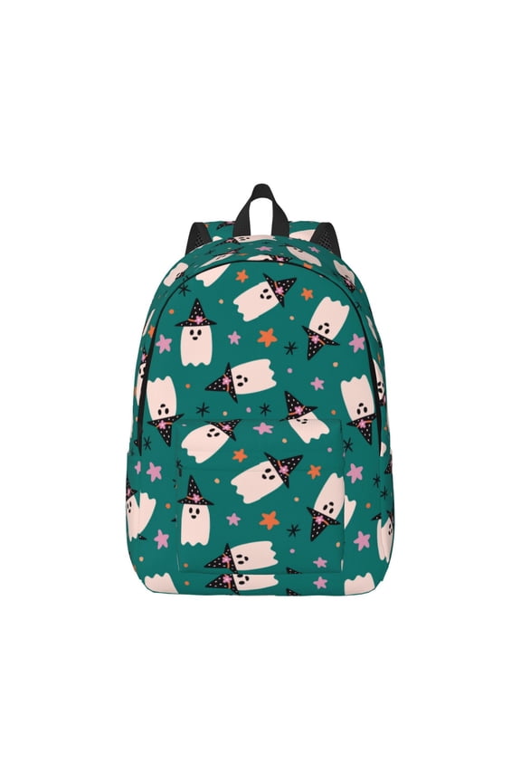 Halloween Ghosts Print Canvas College Laptop Backpack, Durable Rucksack Travel Notebook Bag School Backpack Book Bag for Men Women-