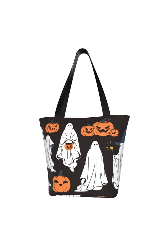 Halloween Ghosts And Pumpkins Print Women Top Handle Satchel Handbags,Fashion Handbag,Messenger Tote Bag Purse for Women,Shoulder Bag Handbag for Travel, Work