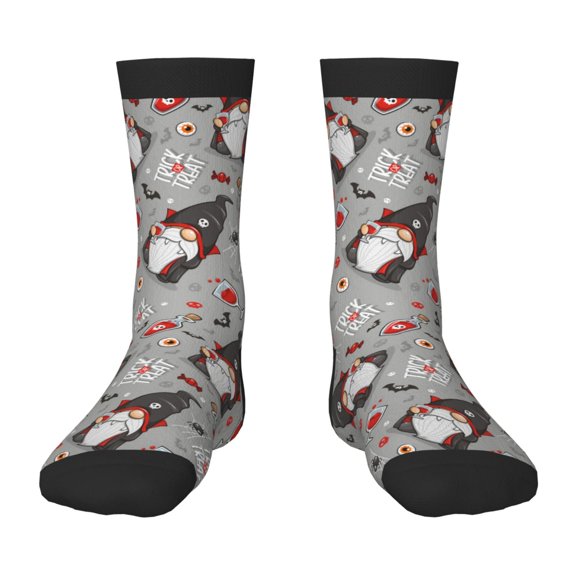 Honeii Halloween Gnome Print Children's Colorful Socks,Unisex Kids and Toddlers' Cushioned Sock,Kids Athletic Crew Socks,for Everyday Wear and Sports