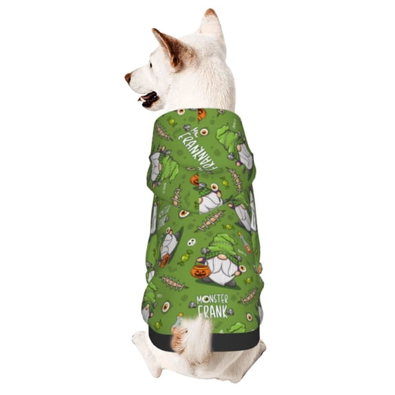 Honeii Halloween Monster Gnome Print Small Dog Hoodies Pet Hooded Sweatshirts Fall Winter Puppy Cat Sweaters Warm Clothes for Small Dogs Outfits Costume-X-Small