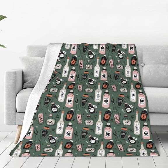 Honeii Halloween Potions Print Fleece Blanket - Throw Blanket for Bed, Sofa, Couch, Camping, and Travel , Microplush Ultra Soft Warm Blanket-40"x30"