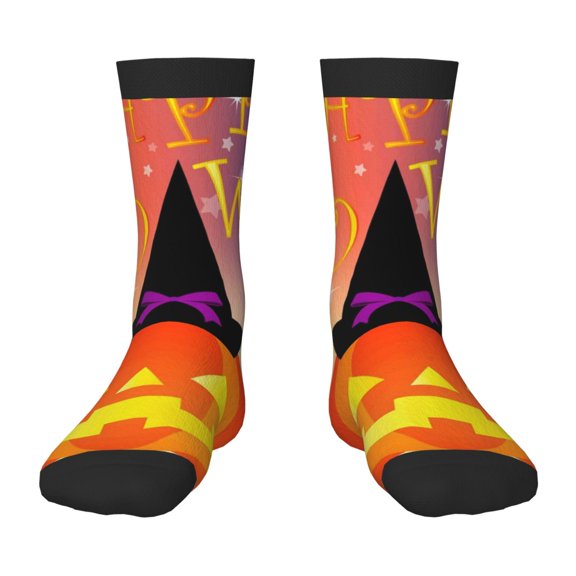 Honeii Halloween Print Children's Colorful Socks,Unisex Kids and Toddlers' Cushioned Sock,Kids Athletic Crew Socks,for Everyday Wear and Sports