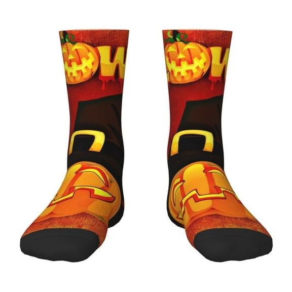 Honeii Halloween Pumpkin Print Children's Colorful Socks,Unisex Kids and Toddlers' Cushioned Sock,Kids Athletic Crew Socks,for Everyday Wear and Sports