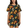 thumbnail image 1 of Honeii Halloween Skull for Women's Summer Pajama Set featuring Soft Short Sleeve Shirt & Matching Bottoms with Convenient Pockets for Relaxed Home Wear-Large, 1 of 6