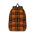 thumbnail image 1 of Honeii Halloween Tartan Plaid Print Canvas College Laptop Backpack, Durable Rucksack Travel Notebook Bag School Backpack Book Bag for Men Women-Medium, 1 of 7